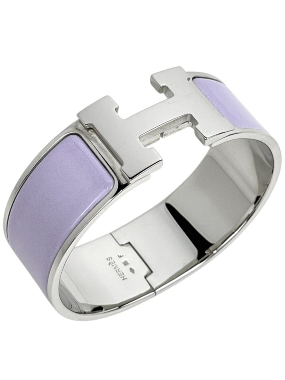 Hermes Clic Clac H Bangle GM Metal Silver Purple Bracelet